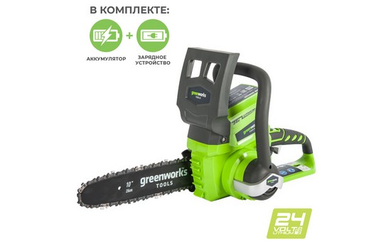 Аккумуляторная цепная пила Greenworks GD24CSK2